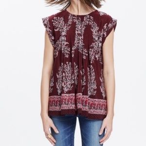 Madewell silk Garden top blouse shirt lassi small